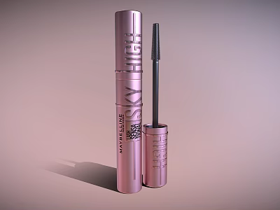 Pink Mascara Cosmetic Tube With Applicator Wand And Matching Cap 3d model