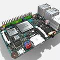 Detailed Electronic Circuit Board With Microchip Capacitors Connectors And Heat Sink