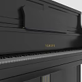 Elegant Black Yamaha Piano With Matching Bench And Gold Accents