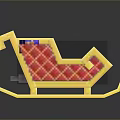 Decorative 3D Model With Golden Frame Red Diamond Pattern And Gray Support Legs