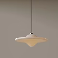 Modern Minimalist Interior Pendant Light With Beige Disk Shaped Lampshade Design 3d model