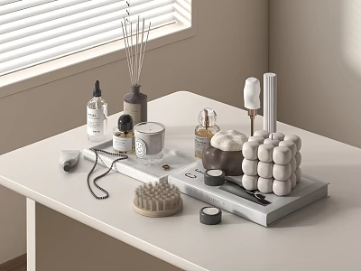 Cosmetic And Perfume Display On Minimalist Tabletop 3d model