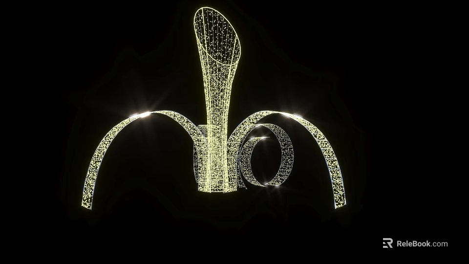 Decorative Light With Mesh Structure And Curved Design Illuminated In Dark Background 3d model 