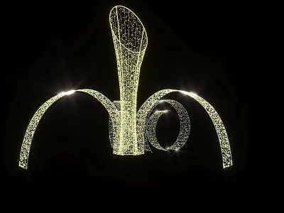 Decorative Light With Mesh Structure And Curved Design Illuminated In Dark Background 3d model