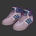 Stylish High Top Sneakers White And Blue With Stripes Laces For Daily Wear
