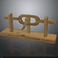 Handmade Wooden Mechanical Equipment With Vertical Posts Circular Frame And Base
