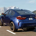 Blue Sporty SUV With Sleek Design And Orange Interior In Outdoor Road Setting
