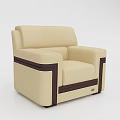 Modern Beige Single Sofa with Dark Brown Trim and Comfortable Armrests 3d model