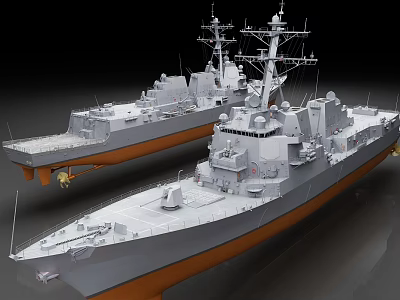 Modern Naval Warships Featuring Radar Antennas Upper Structures And Weapon Systems 3d model