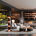Modern Living Room Interior Design With L Shaped Sofa Bookshelf Wall And Floor Lamp Rug