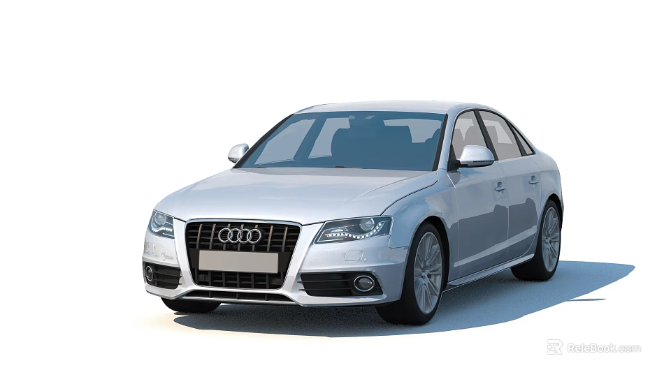 Stylish Silver Audi Sedan Car With Modern Front Grille And Headlights 3d model 