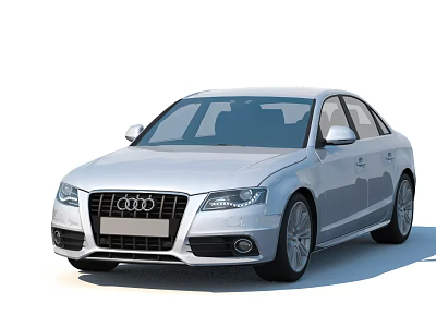 Stylish Silver Audi Sedan Car With Modern Front Grille And Headlights 3d model