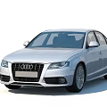 Stylish Silver Audi Sedan Car With Modern Front Grille And Headlights