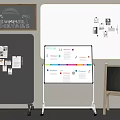 Assorted Display Boards Including Rolling Whiteboard Small Blackboard And Presentation Materials