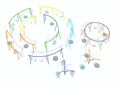 Colorful Circular Playground Equipment With Hanging Swings And Multi Colored Structures 3d model