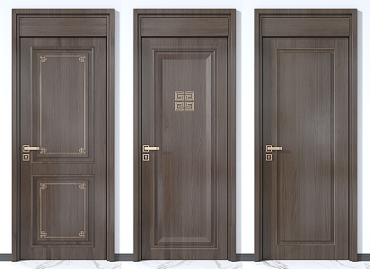 New Chinese Style Flat Door Single Door 3d model