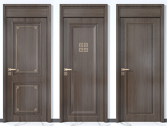 New Chinese Style Flat Door Single Door 3d model