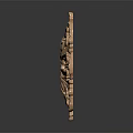 Golden Floral Decorative Architectural Component With Intricate Carved Details And Central Motif