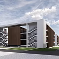 modern school building modern teaching building modern primary and secondary school 3d model