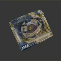 Scenic View Of Circular Red Building Model With Surrounding Trees Parking Lot And Vehicles