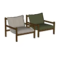 Minimalist Lounge Chair with Wooden Frame and Light Gray Cushion for Living Room