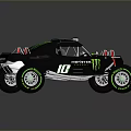 Black And Green Off Road Car With Monster Energy Logo And Large Wheels