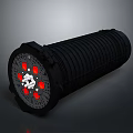 Black Cylindrical Device With Red Lights And White Central Structure Design 3d model