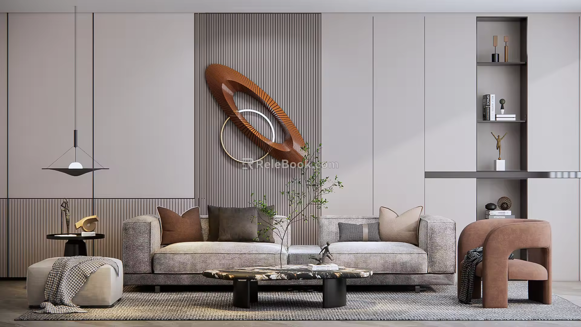 Modern sofa coffee table combination 3d model