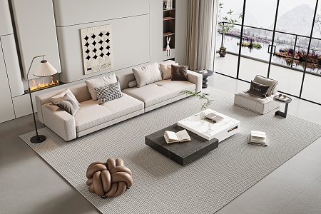 Modern sofa coffee table combination 3d model