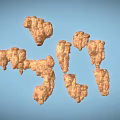 Irregular Shaped Wooden Stone Pieces in Light Brown with Light Blue Background