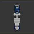 Heavy Duty Truck With White Blue Green Stripe Cab Multiple Wheels And Platform