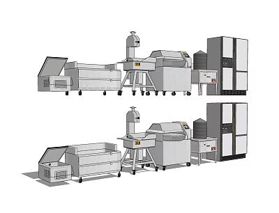 Professional Kitchen Appliances Including Refrigerator Oven Food Processor And Cooking Equipment 3d model