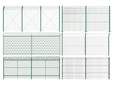 Barbed wire iron fence 3d model