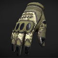 Camouflage Tactical Gloves With Leather Palm Protective Pads And Durable Design