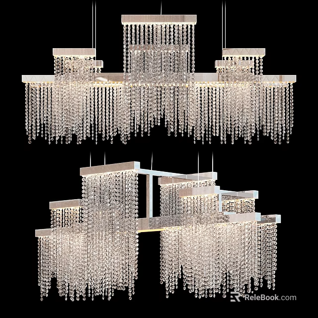Elegant Modern Crystal Chandeliers With Hanging Pendant Design And Decorative Light Fixtures 3d model 