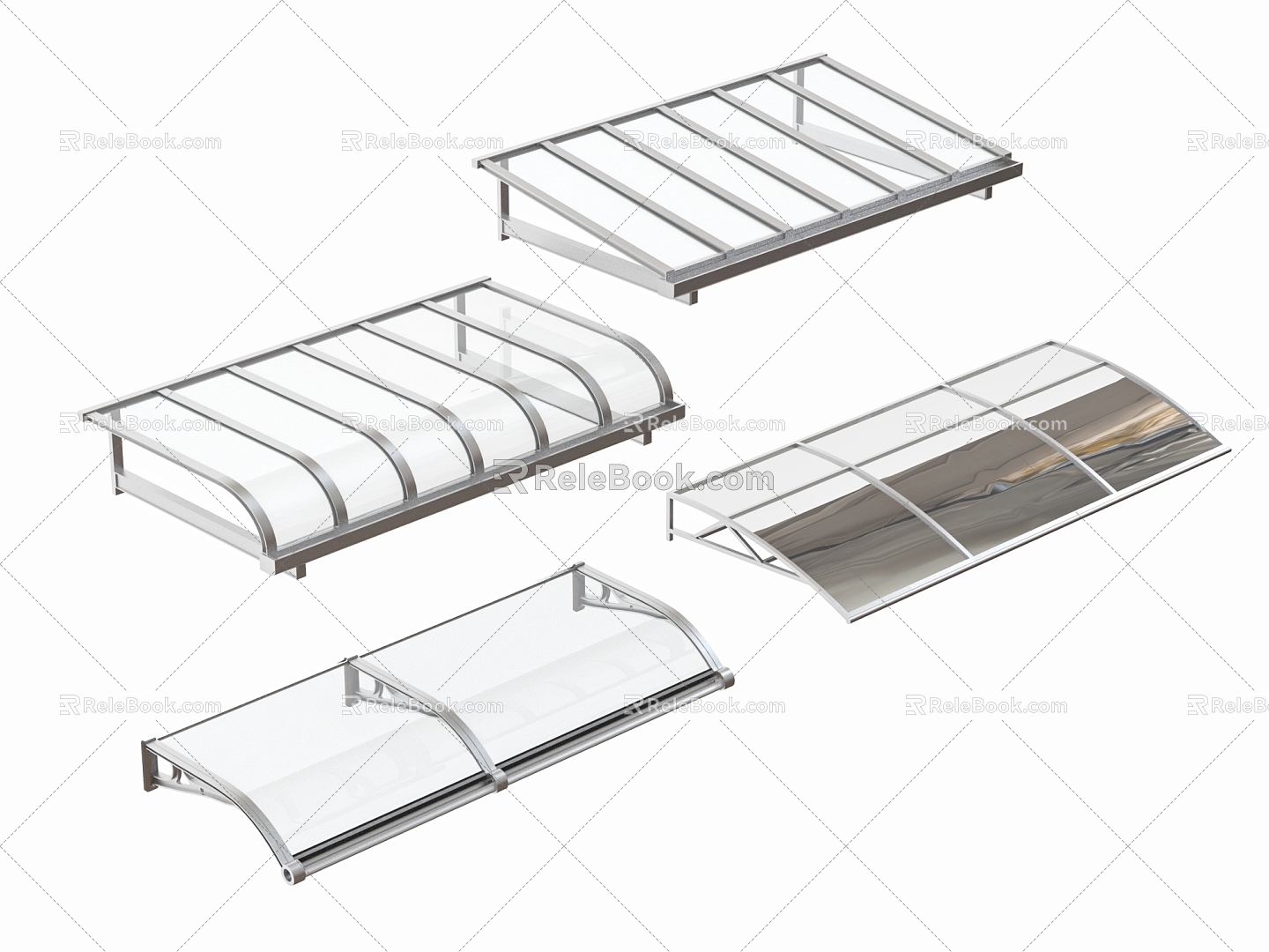 Modern steel aluminum glass canopy awning canopy 3d model