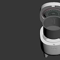 White Kitchen Rice Cooker With Open Lid And Black Inner Pot Measuring Marks