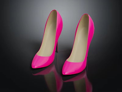Fashionable Pink High Heels With Stiletto Heel Pointed Toe And Shiny Surface 3d model