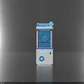 MEDIAKIT Claw Machine Amusement Equipment Featuring Transparent Window White Blue Design and Mobile Wheels