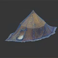 Brown Fabric Tent Shaped Furniture With Red Trim Entrance And Modern Decorative Design