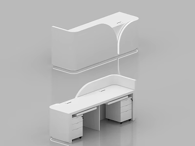Service Hall Modern Reception Counter With White Worktop And Drawers Design 3d model