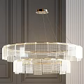 Modern Double Layered Circular Chandelier With Transparent Grid Panels In Contemporary Interior 3d model