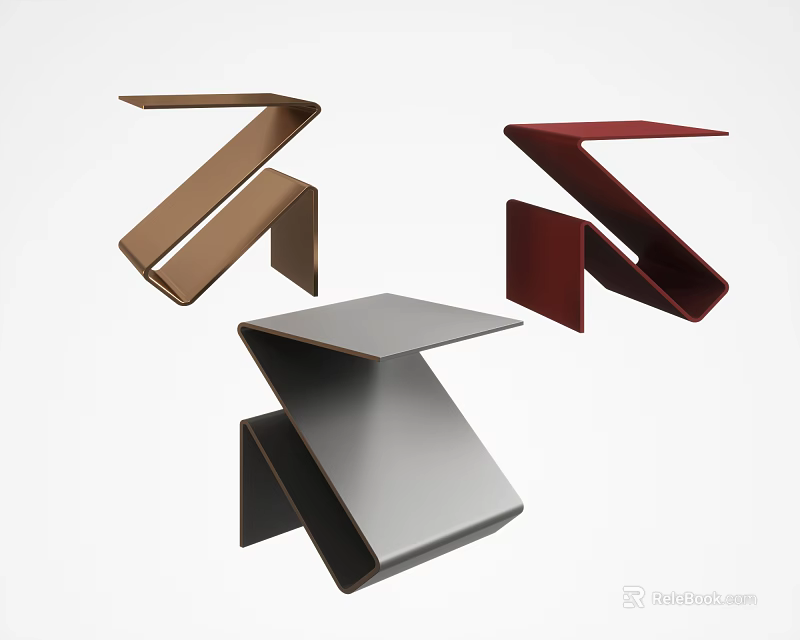 Modern Geometric Side Table With Z Shaped Structure And Multiple Colors 3d model