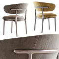 Modern Leisure Chair With Light Beige Upholstered Seat Curved Backrest And Wooden Legs