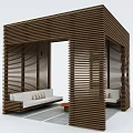 Outdoor Public Bench With Wooden Slatted Structure For Relaxation Space