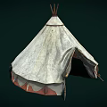 Traditional Conical White Garden Ornament Tent With Red Trimmed Base For Outdoor Decor