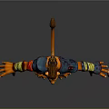 3D Fantasy Character Model With Orange Skin Blue Shoulder Armor Claw Feet And Weapon