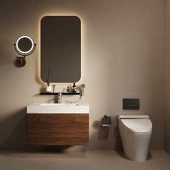 Quiet bathroom cabinet toilet rotating cosmetic mirror 3d model