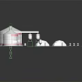 Industrial Storage Tank System With Green Piping White Cylindrical Tanks And Mechanical Components