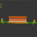 Orange Industrial Equipment With Dual Stands And Long Horizontal Bar Structure